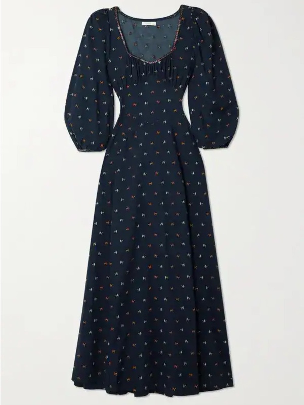 DÔEN (Doen) Carolina dress Size M navy embroidery